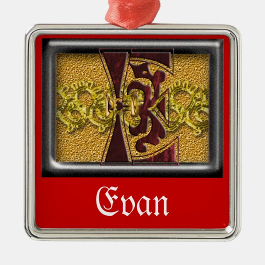 rood monogram E Metalen Ornament (Voorkant)