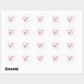 Rood monogram E Ronde Sticker (Vel)