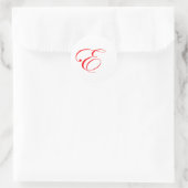 Rood monogram E Ronde Sticker (Tas)