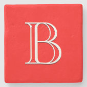 Rood monogram Elegant High End Initiaal Stenen Onderzetter (Voorkant)