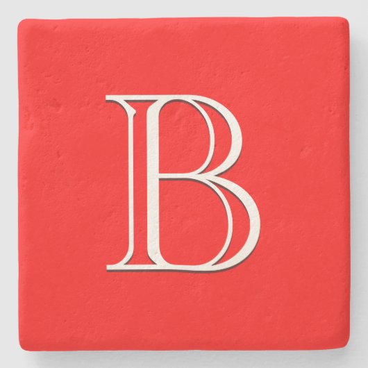 Rood monogram Elegant High End Initiaal Stenen Onderzetter (Voorkant)