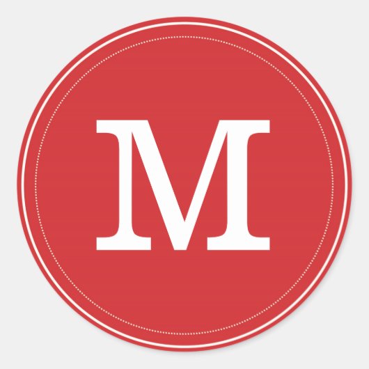 Rood monogram envelop Klassic Round Sticker (Voorkant)