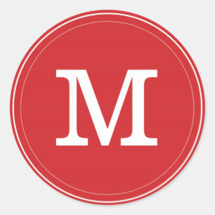 Rood monogram envelop Klassic Round Sticker