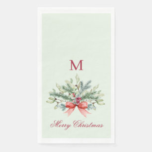 Rood Monogram Groen Vrolijk Kerstfeest Servet