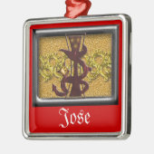 rood monogram J Metalen Ornament (Links)