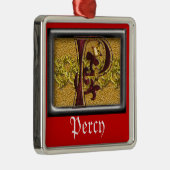 rood monogram P Metalen Ornament (Rechts)