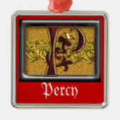 rood monogram P Metalen Ornament (Voorkant)