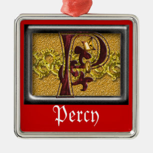 rood monogram P Metalen Ornament