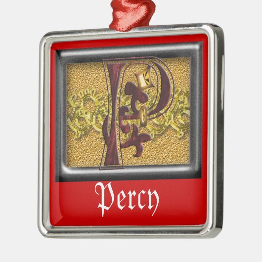 rood monogram P Metalen Ornament (Links)