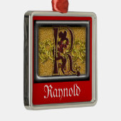 rood monogram R Metalen Ornament (Rechts)