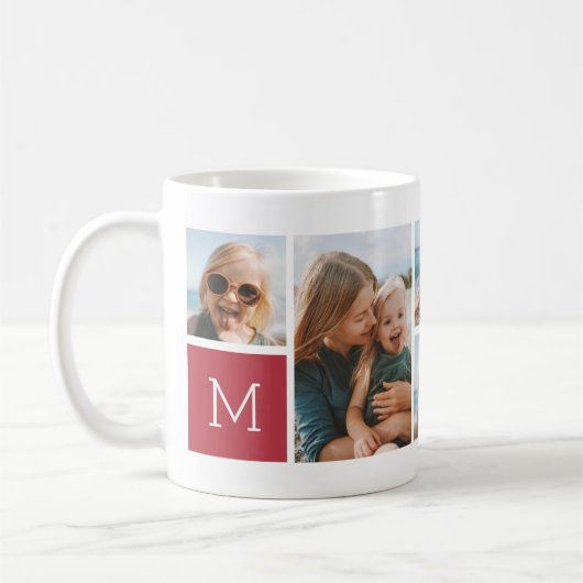 Rood | Monogram raster Foto Collage Koffiemok (Links)