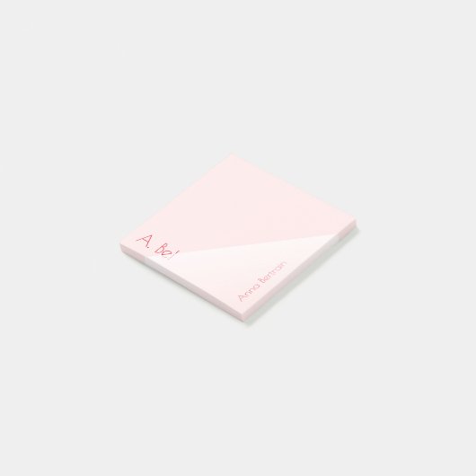 Rood monogram statement transparantie post-it® notes (Schuin)