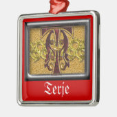 rood monogram T Metalen Ornament (Links)
