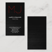 Rood monogram Verticaal elegant grijs Visitekaartj Visitekaartje (Voorkant / Achterkant)