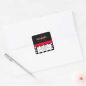 Rood Monogram Wit Polka Dot Retouradres Vierkante Sticker (Envelop)