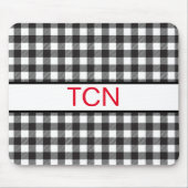 Rood Monogram zwart en witte buffelplaat Muismat (Voorkant)