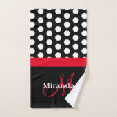 Rood Monogram Zwart Wit Polka Dot Badhanddoek Set Bad Handdoek (Handdoek)
