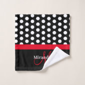 Rood Monogram Zwart Wit Polka Dot Badhanddoek Set Bad Handdoek (Wasdoekje)