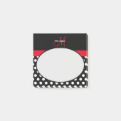 Rood Monogram Zwart Wit Polka Dot Post-it® Notes (Voorkant)