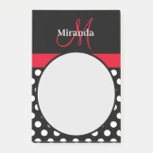 Rood Monogram Zwart Wit Polka Dot Post-it Notities Post-it® Notes (Voorkant)