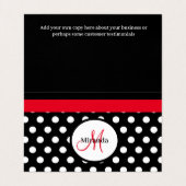 Rood Monogram Zwart Wit Polka Dot Visitekaartje (Binnenkant ongevouwen)