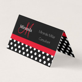 Rood Monogram Zwart Wit Polka Dot Visitekaartje