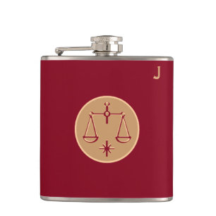 Rood monogrammed Flask - Zodiac - Weegblad Heupfles