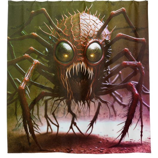 Rood Monster Halloween douchegordijn (Voorkant)