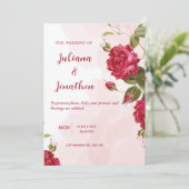 Rood mooie bruiloft uitnodiging (Staand voorkant)