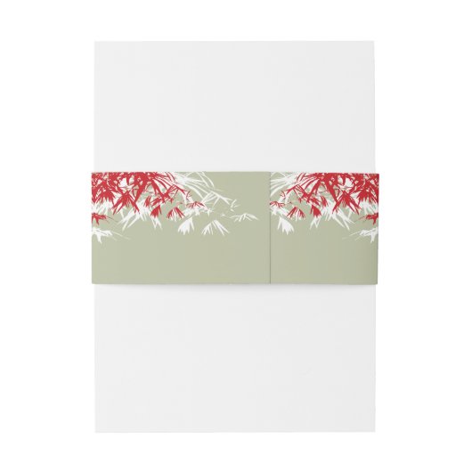 Rood/Mos Bamboe bladeren Dubbele Xi Chinese bruilo Uitnodigingen Wikkel (Achterkant Voorbeeld)