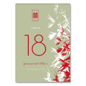 Rood & Mos Grijs Zen Bamboe bladeren Chinese bruil Kaart (Achterkant)