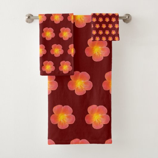 Rood moss Roos ventilator naadloos patroon op Bad Handdoek (Insitu)