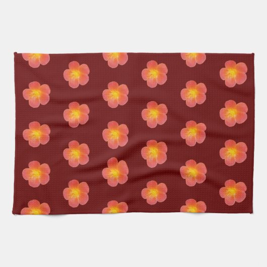 Rood moss Roos ventilator naadloos patroon op Theedoek (Horizontaal)