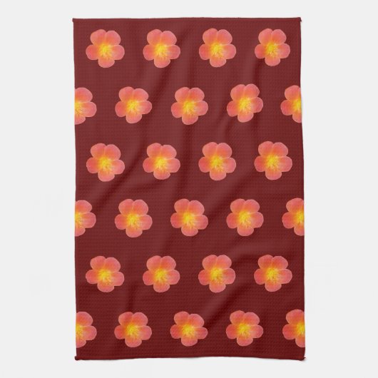 Rood moss Roos ventilator naadloos patroon op Theedoek (Verticaal)