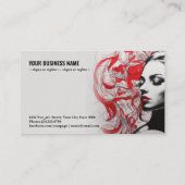 Rood Motief en Plant Silhouet Ornamental g654 Visitekaartje (Achterkant)