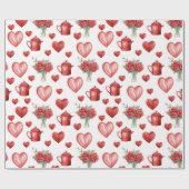 Rood motief met harten voor Valentijnsdag Cadeaupapier (Vlak)