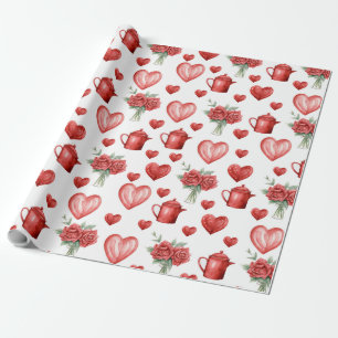 Rood motief met harten voor Valentijnsdag Cadeaupapier