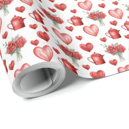 Rood motief met harten voor Valentijnsdag Cadeaupapier