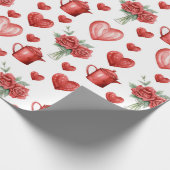 Rood motief met harten voor Valentijnsdag Cadeaupapier (Hoek)