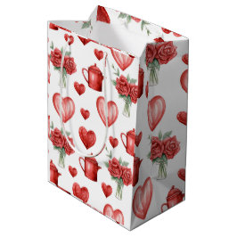 Rood motief met harten voor Valentijnsdag Medium Cadeauzakje