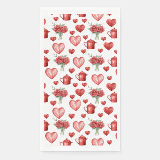 Rood motief met harten voor Valentijnsdag Servet