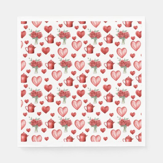 Rood motief met harten voor Valentijnsdag Servet (Voorkant)