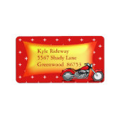 Rood motorfiets adreslabel etiket (Voorkant)