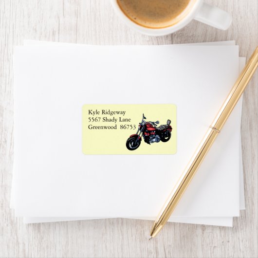 Rood motorfiets adreslabel etiket (Insitu)