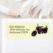 Rood motorfiets retour adres label (Insitu)