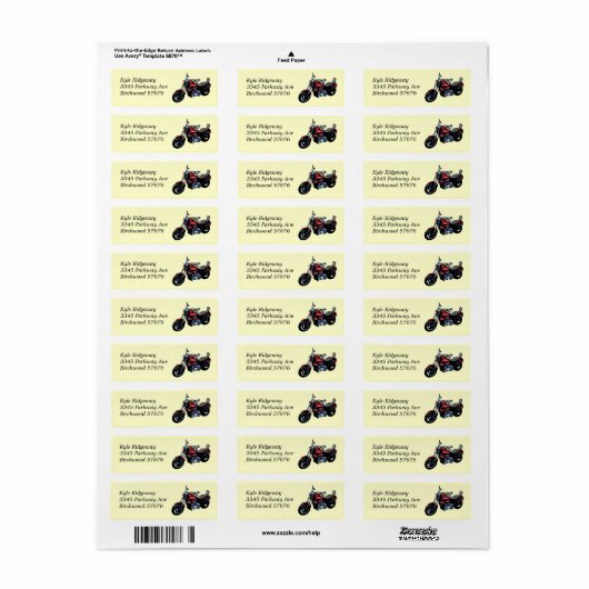 Rood motorfiets retour adres label (Full Sheet)