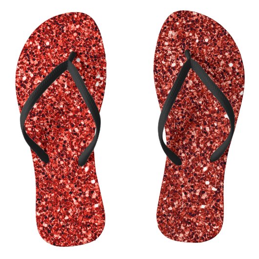 Rood, mousserend en glans teenslippers (Voetbed)