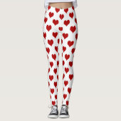 Rood Mozaïek Hartpatroon Leggings (Voorkant)