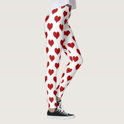 Rood Mozaïek Hartpatroon Leggings (Rechts)