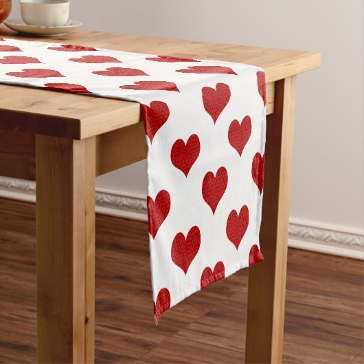 Rood Mozaïek Hartpatroon Medium Tafelloper (Voorbeeld)